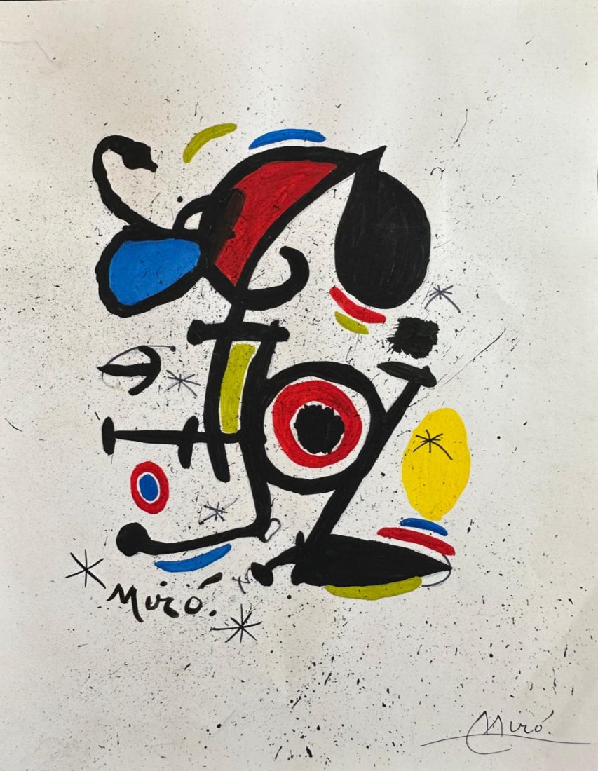 Joan Miro Spanish (Mixed media on Paper Painting) in the style of (1 of 4)