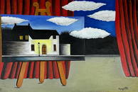 Rene Magritte Belgian ( Oil on Canvas Painting ) in the style of