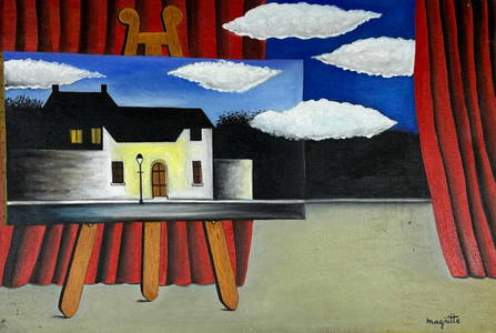 Rene Magritte Belgian ( Oil on Canvas Painting ) in the style of