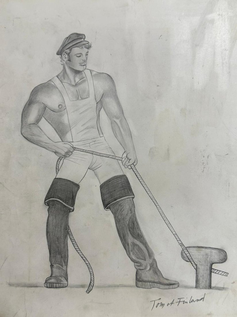 Tom of Finland (Mixed Media on Paper Painting) in the style of (1 of 4)