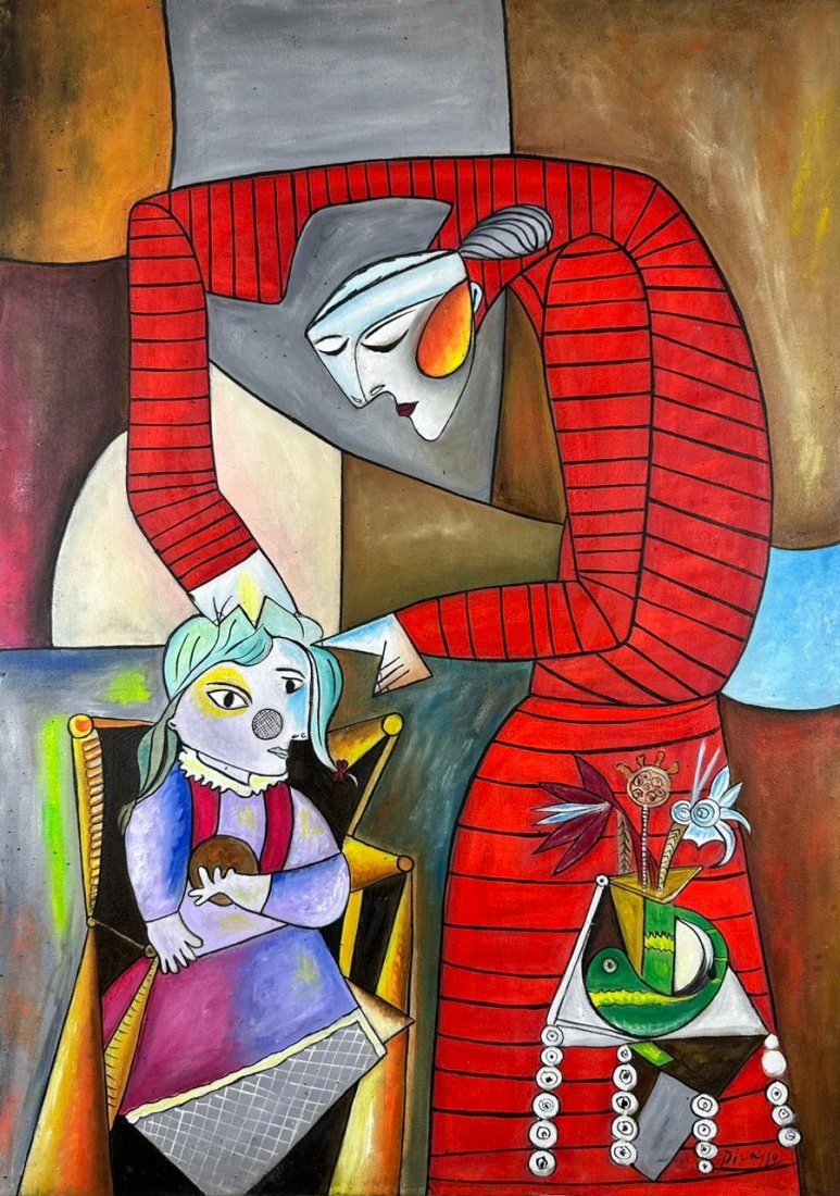 Pablo Picasso Spanish ( Oil on Canvas Painting ) style of (1 of 4)