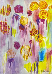 Cy Twombly (Mixed Media on Paper painting) Style Of: Rendered in the style of Leonor Fini. Measures: 11 3/4 x 9 Inches. Provenance: Private collection Italy. Live between:(30 August 1907 Ã¢€â€œ 18 January 1996) was an Argentinian-born Italian