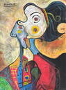 Pablo Picasso (Mixed media on Paper Painting) in the style of