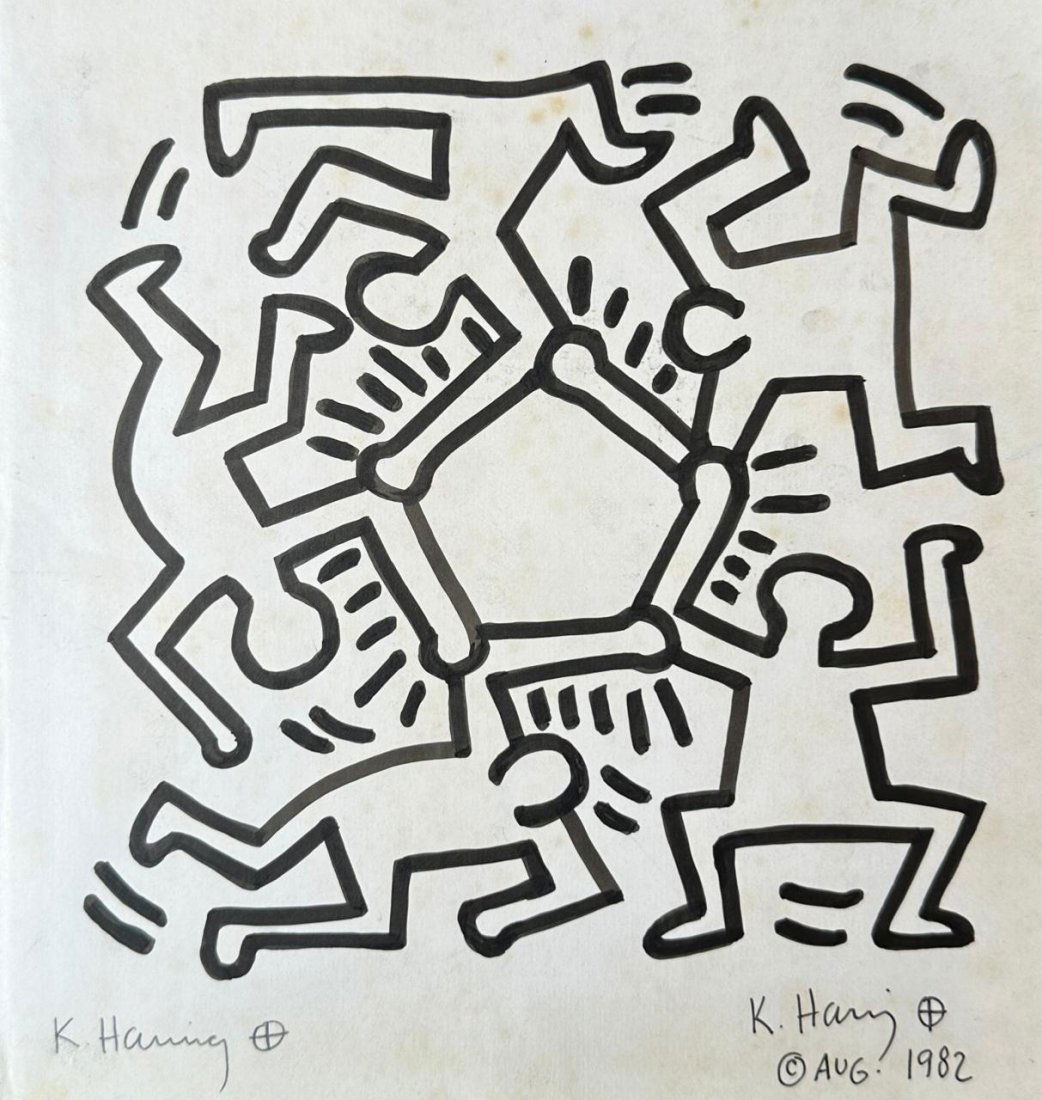 Keith Haring American drawing on Paper Painting in the style of (1 of 2)