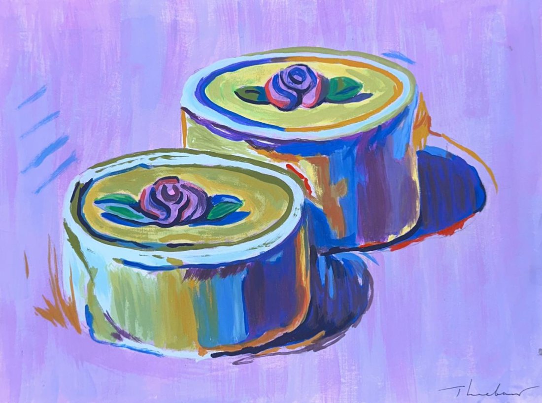 Wayne Thiebaud (Mixed Media on Paper Painting) In the style of: Rendered in the style of Howard Post. Technique: Mixed Media on Paper Painting. Measures: 13 x 9 1/2 Inches aprox. Provenance: Private Collection. "In the style of" means after the artist. Post lived