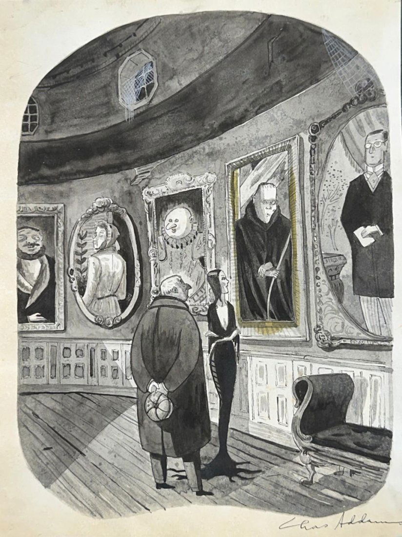 Charles Addams (Mixed media on Paper Painting) in the style of (1 of 4)