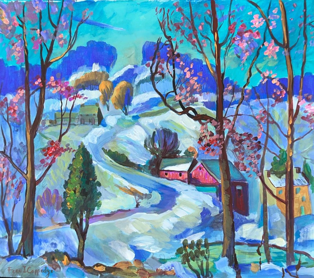 Fern Isabel Coppedge (Mixed media on Paper Painting) In the style of: Mixed media painting on paper, Rendered in the style of Fern Isabel Coppedge. Measures: 12 ” x 10 1/2” Inches aprox. Provenance: Private Collection of N.Y. "In the style of" means after th