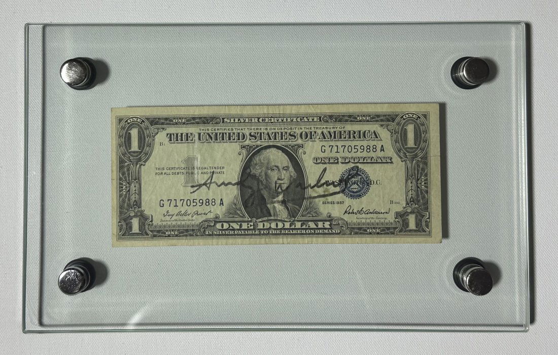 Andy Warhol (Ink on one bill Painting) in the style of (1 of 2)