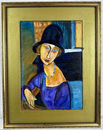 Amedeo Modigliani (Oil on Masonite painting) Style Of