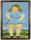 Fernando Botero (Oil on wood Painting ) in the style of