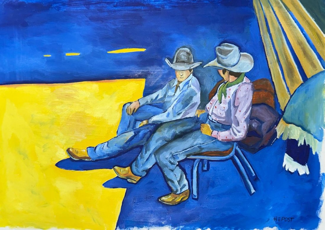 Howard Post American (Mixed Media on Paper Painting) in the style of: Rendered in the style of Howard Post. Technique: Mixed Media on Paper Painting. Measures: 14 1/2 x 10 1/4 Inches aprox. Provenance: Private Collection. "In the style of" means after the artist. Post l