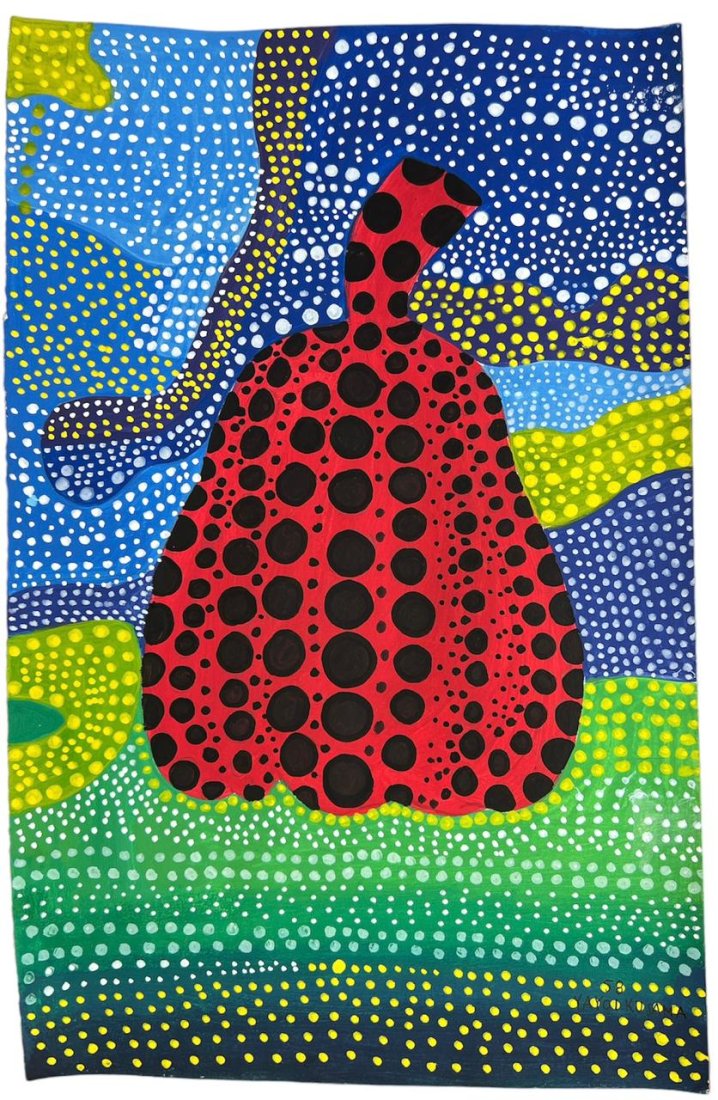 Yayoi Kusama Japanese (Mixed Media on Paper Painting) in the style of (1 of 3)