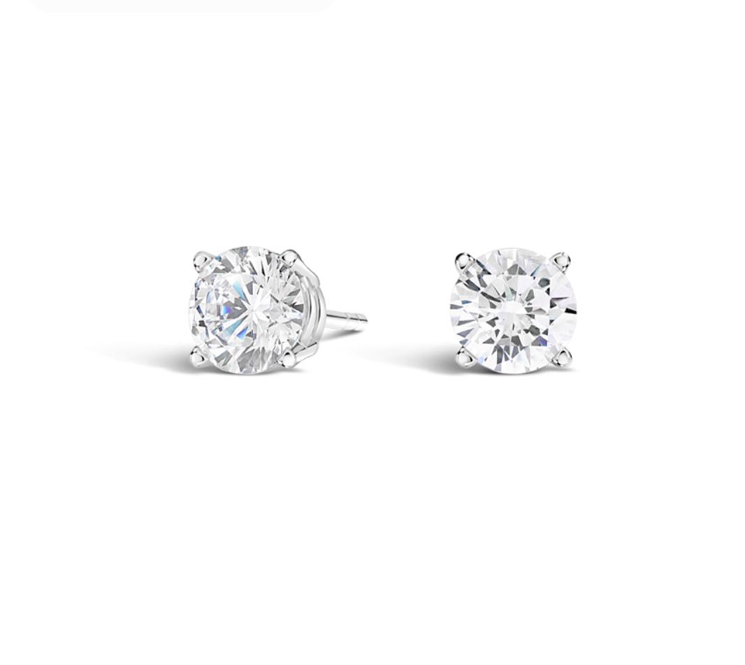 3 ctw Certified Diamond Earrings - 14k White Gold (1 of 4)