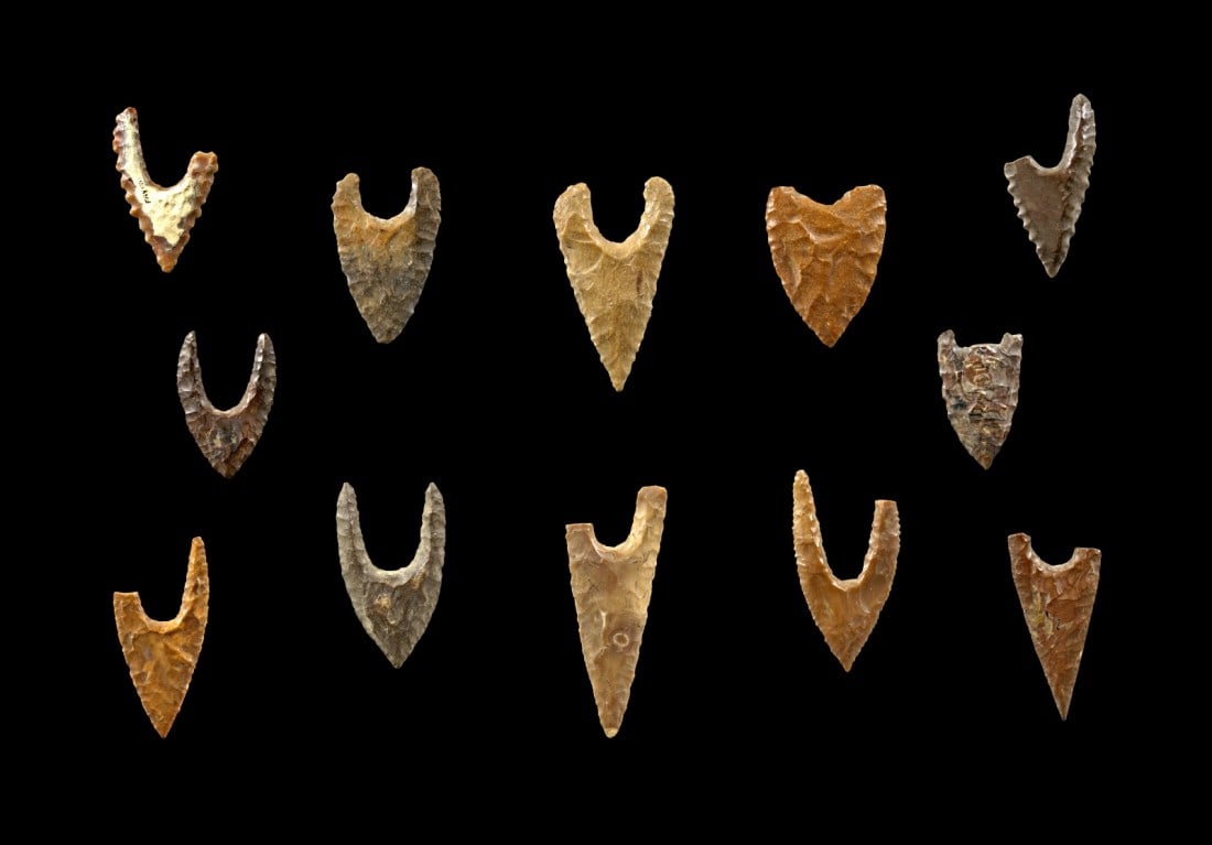 Sammlung neolithischer Pfeilspitzen aus Flint. (1 of 1)