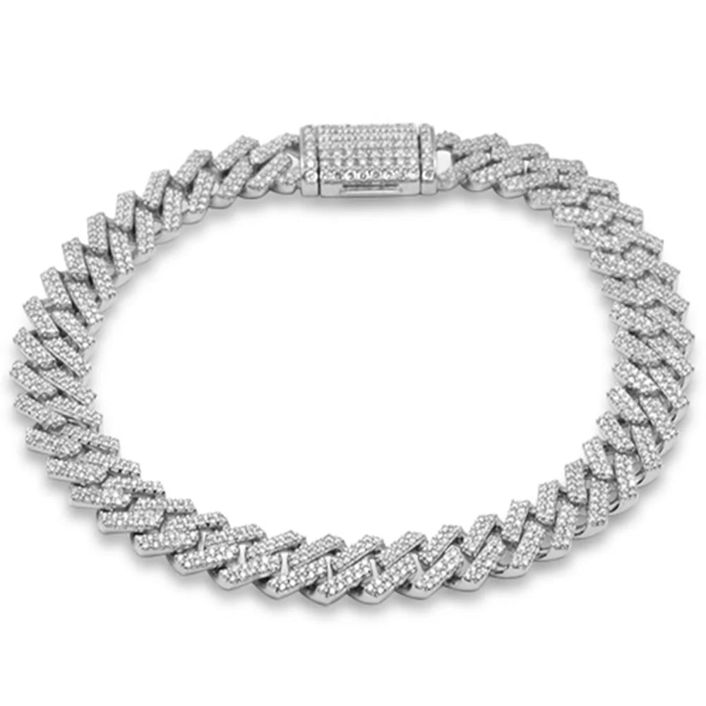 SPECIAL! 9MM 3.11ct G SI 14K White Gold Diamond Micro Pave Cuban Square Link Bracelet 8" (1 of 1)