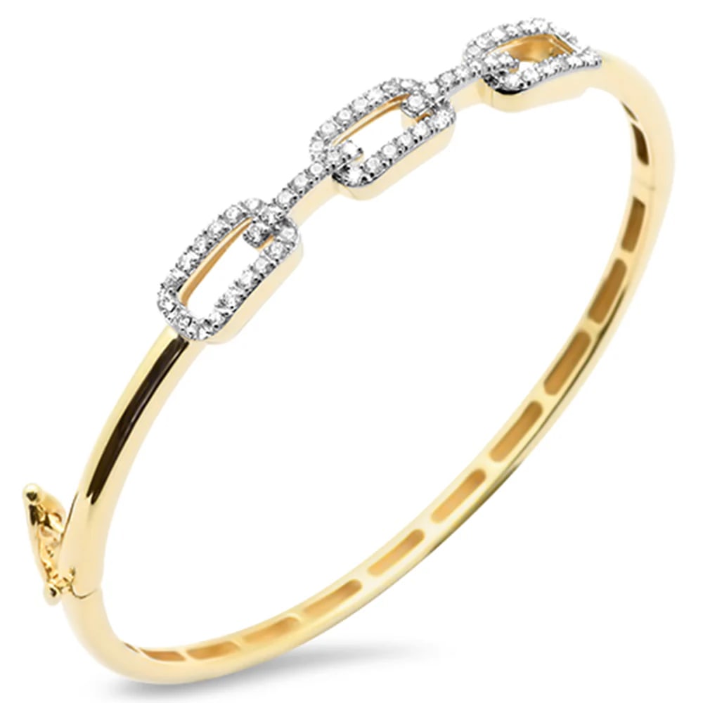SPECIAL!.76ct G SI 14K Yellow Gold Diamond Paper Clip Design Bangle Bracelet (1 of 1)