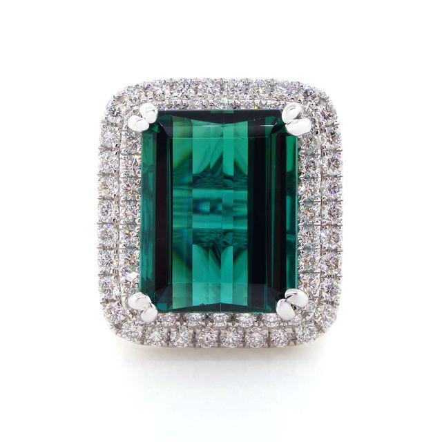 AGL 8.52 ct. Tourmaline & Diamond Ring 18K W/G (1 of 3)