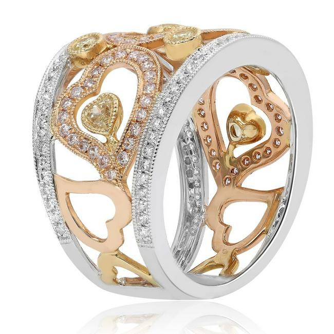 1.13 ct. Fancy Diamond Ring White, Rose, & Yellow 18K (1 of 2)