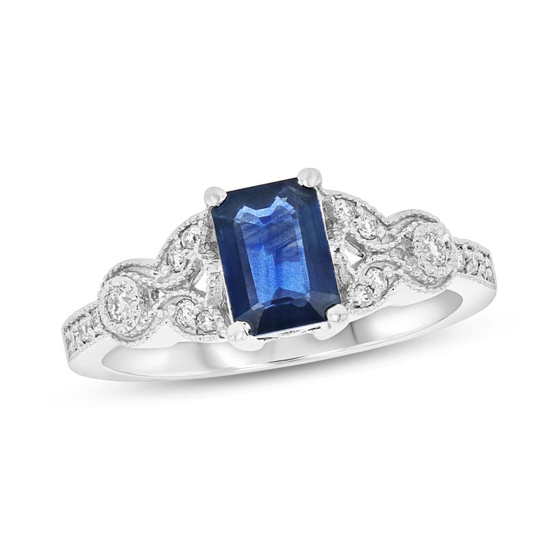 1.15 ct. Natural Sapphire & Natural Diamond Ring in 14k White Gold (1 of 2)