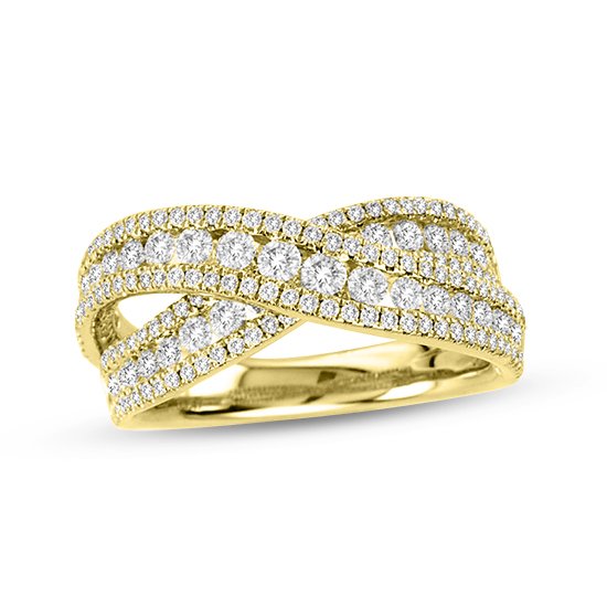 1.48 ct. Natural Round Diamonds Crossover Fashion Band in 18k Yellow Gold (1 of 1)