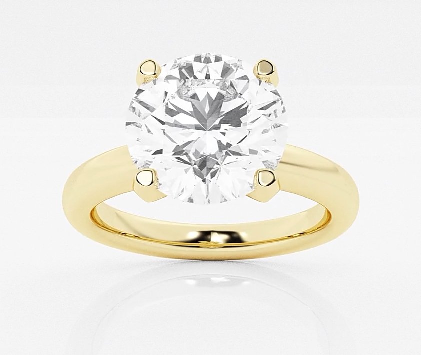 4.09 ct. Round Diamond Solitaire Ring in 18k Yellow Gold (1 of 4)