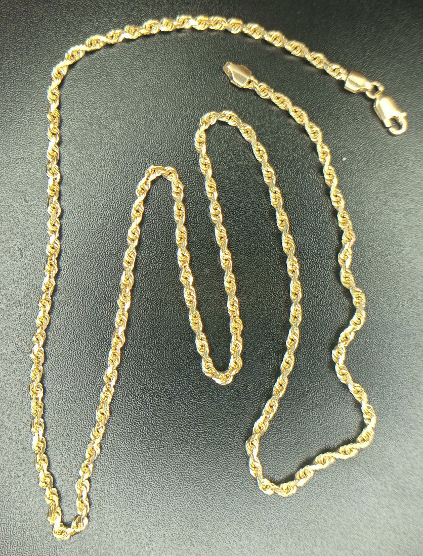 22 Inch Rope Style Necklace in Solid 14K Yellow Gold Chain (1 of 2)