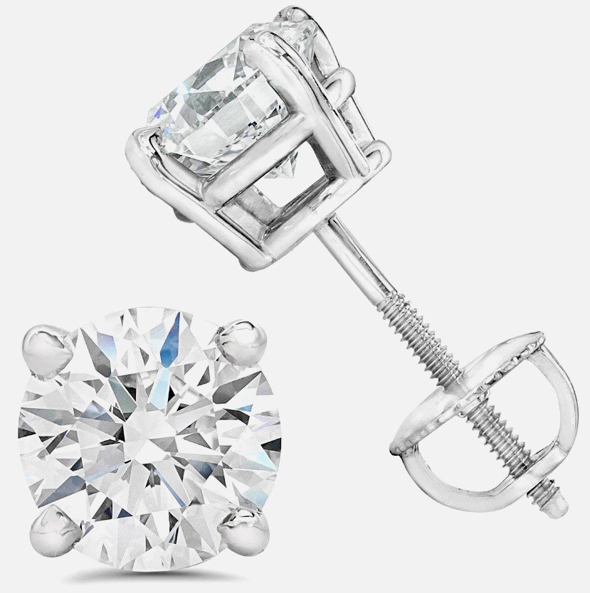 5.02 ct. Round Diamond  Screw Back Earrings in 18K White Gold (1 of 3)