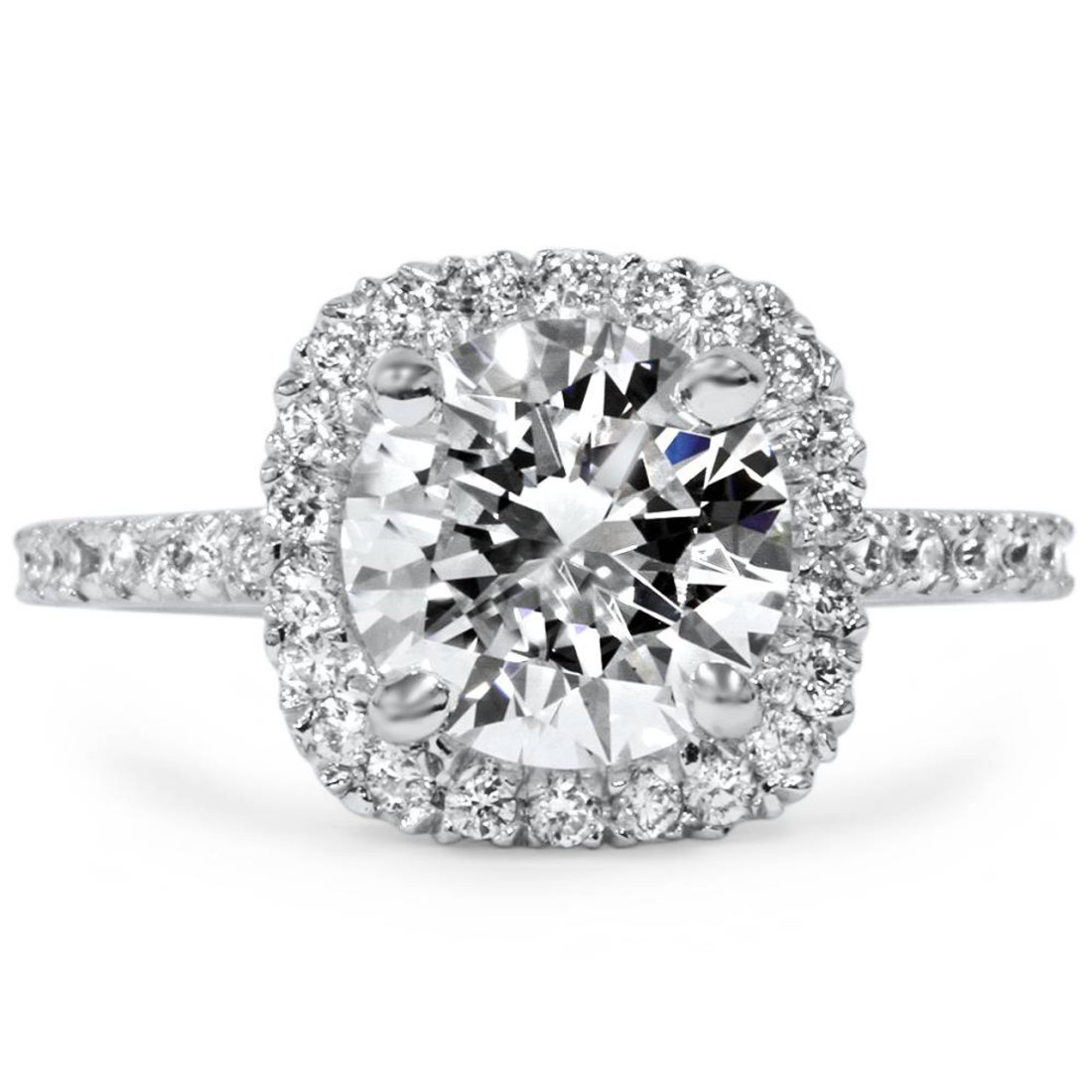 1 75 CT. Halo Diamond Engagement Ring Round Cut 14K White Gold (G-H, SI) (1 of 3)