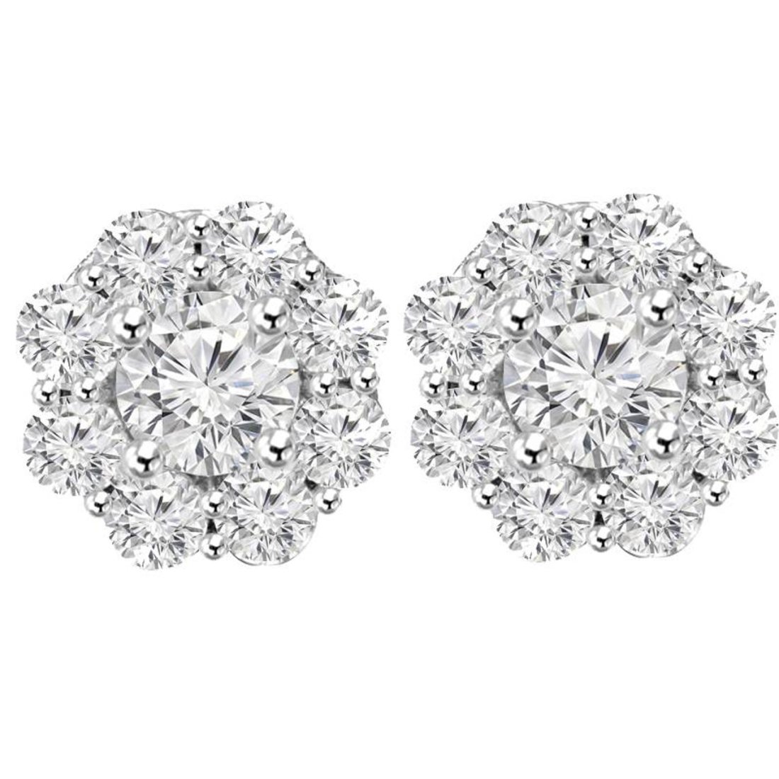 3.50 ct. Diamond Halo Stud Earrings 14K White Gold (G-H, SI) (1 of 4)