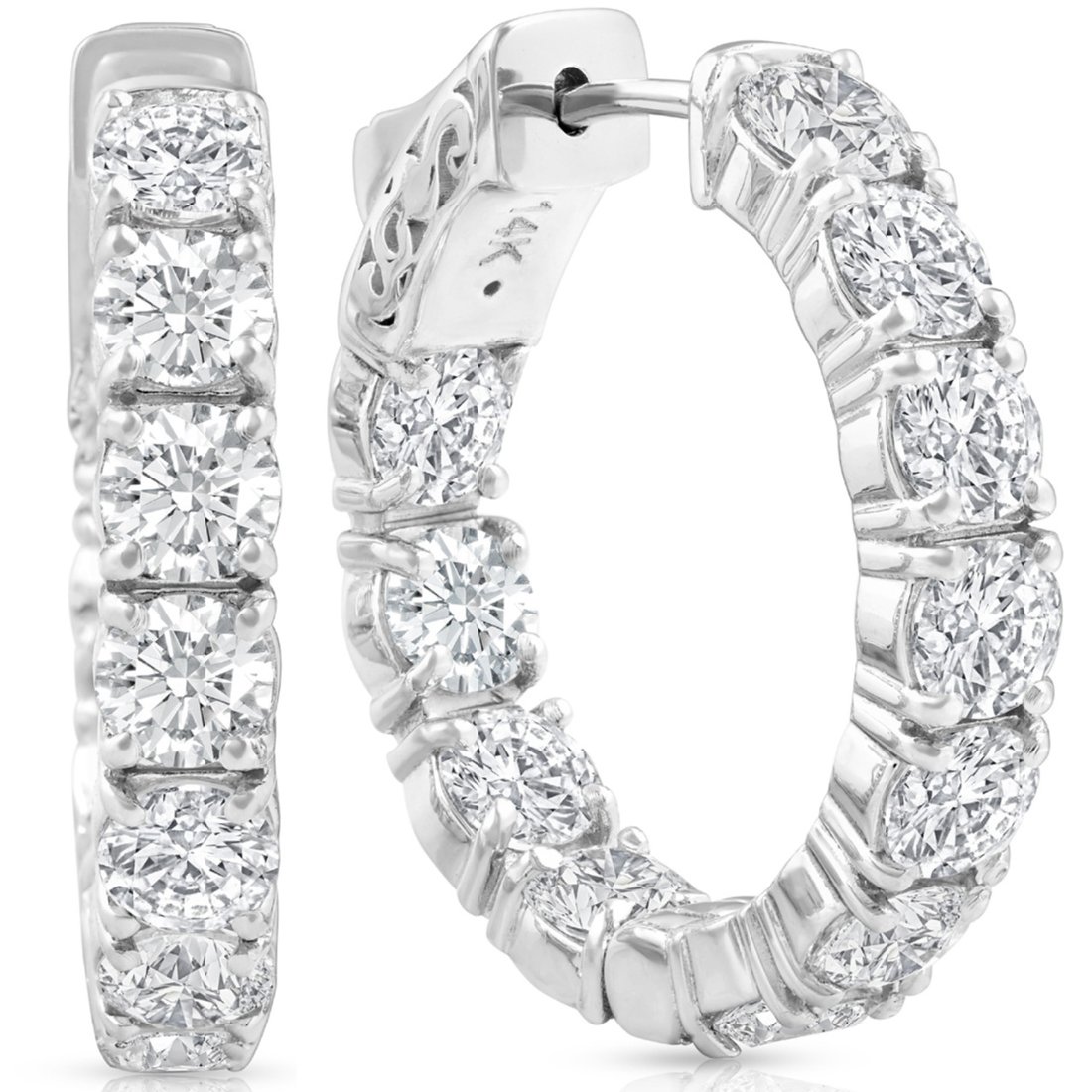 4.50 ct. Lab Grown Diamond Hoop Earrings in 14k White Gold (G-H, VS) W/ Vault Lock (1 of 1)