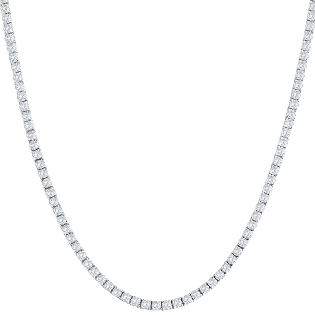 10.00 ct. Natural Round Cut Diamond Tennis Necklace 14K White Gold 16.5" (J-K, I1) (1 of 4)