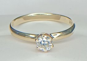 0.45 ct. Natural Round Diamond Solitaire Ring in 14k Yellow Gold (1 of 5)