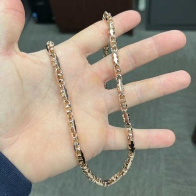 14k Rose Gold 82 Grams Solid Men's Heavy Solid Necklace 22" Chain 5.5 MM Wide (1 of 3)