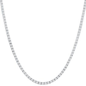 10.00 ct. Natural Round Cut Diamond Tennis Necklace 14K White Gold 16.5" (J-K, I1): Women's high-quality tennis necklace features round brilliant cut natural diamonds No Treatments J-K Color I-1 Clarity. Eye Clean. All diamonds are set in solid 14k white gold flexible high polished