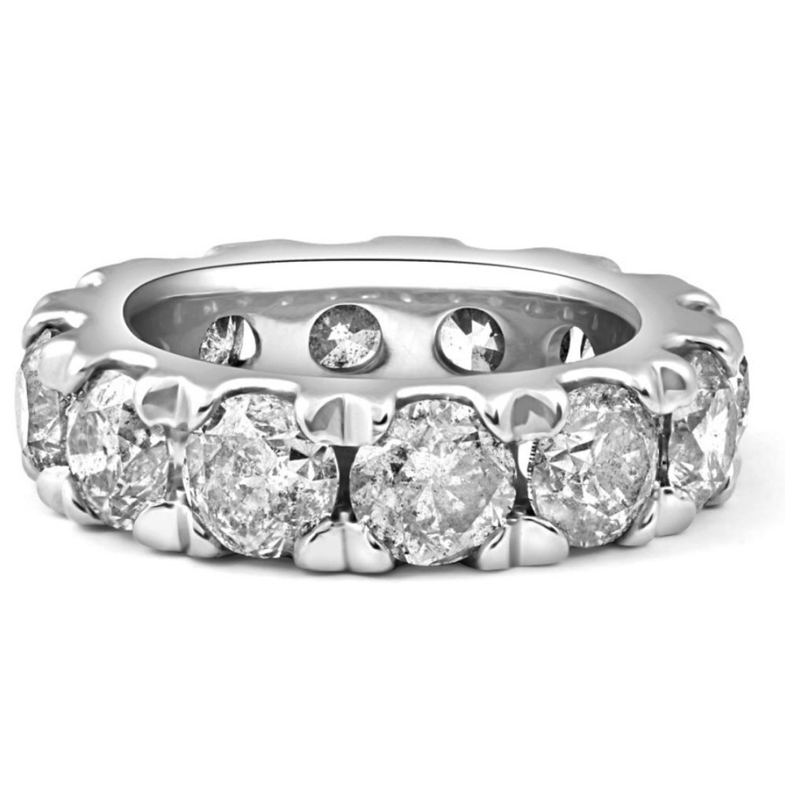 10.50 ct. Natural Round Diamond Eternity Ring 10k White Gold (G-H, SI) (1 of 4)