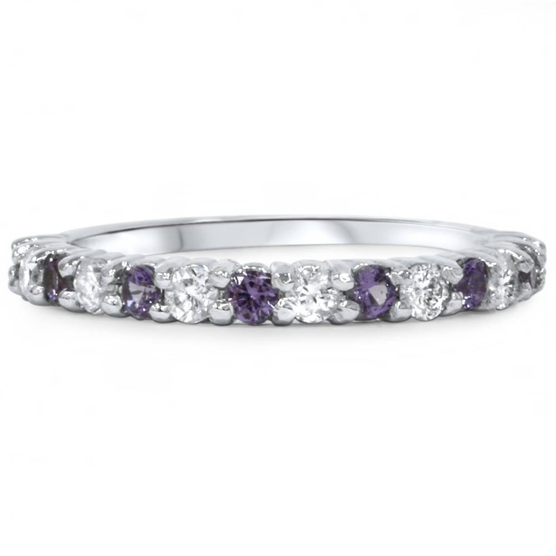 0.50 ct. Alexandrite & Diamond Half Eternity Ring 14K White Gold (G-H, SI) (1 of 2)