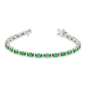 5.50 ct. Natural Emerald & Diamond Bracelet in 14K White Gold (1 of 2)