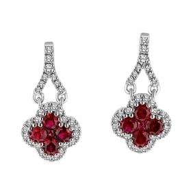 0.77 ct. Natural Ruby & Diamond Earrings in 18K White Gold (1 of 1)