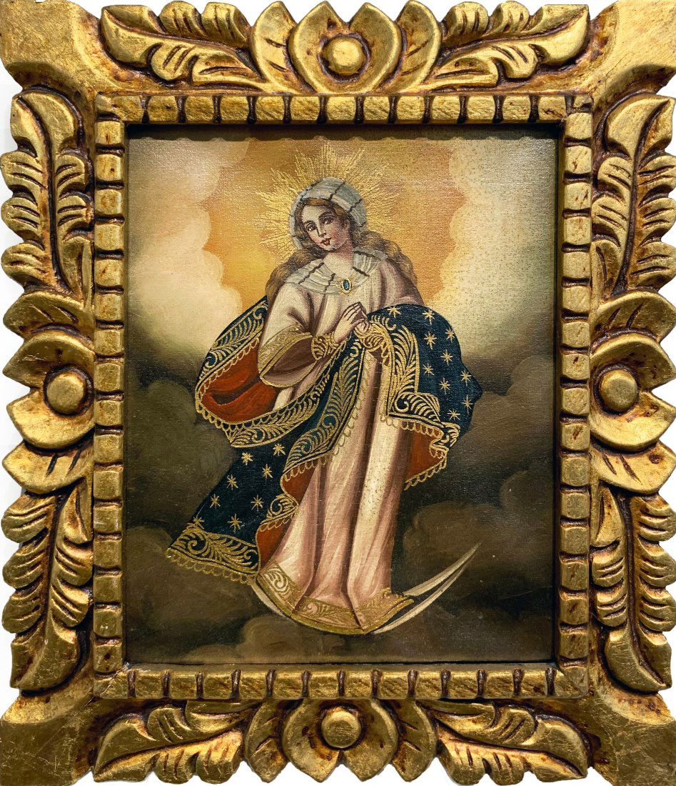 Vintage Original oil on canvas Virgin Mary Russian (1 of 2)