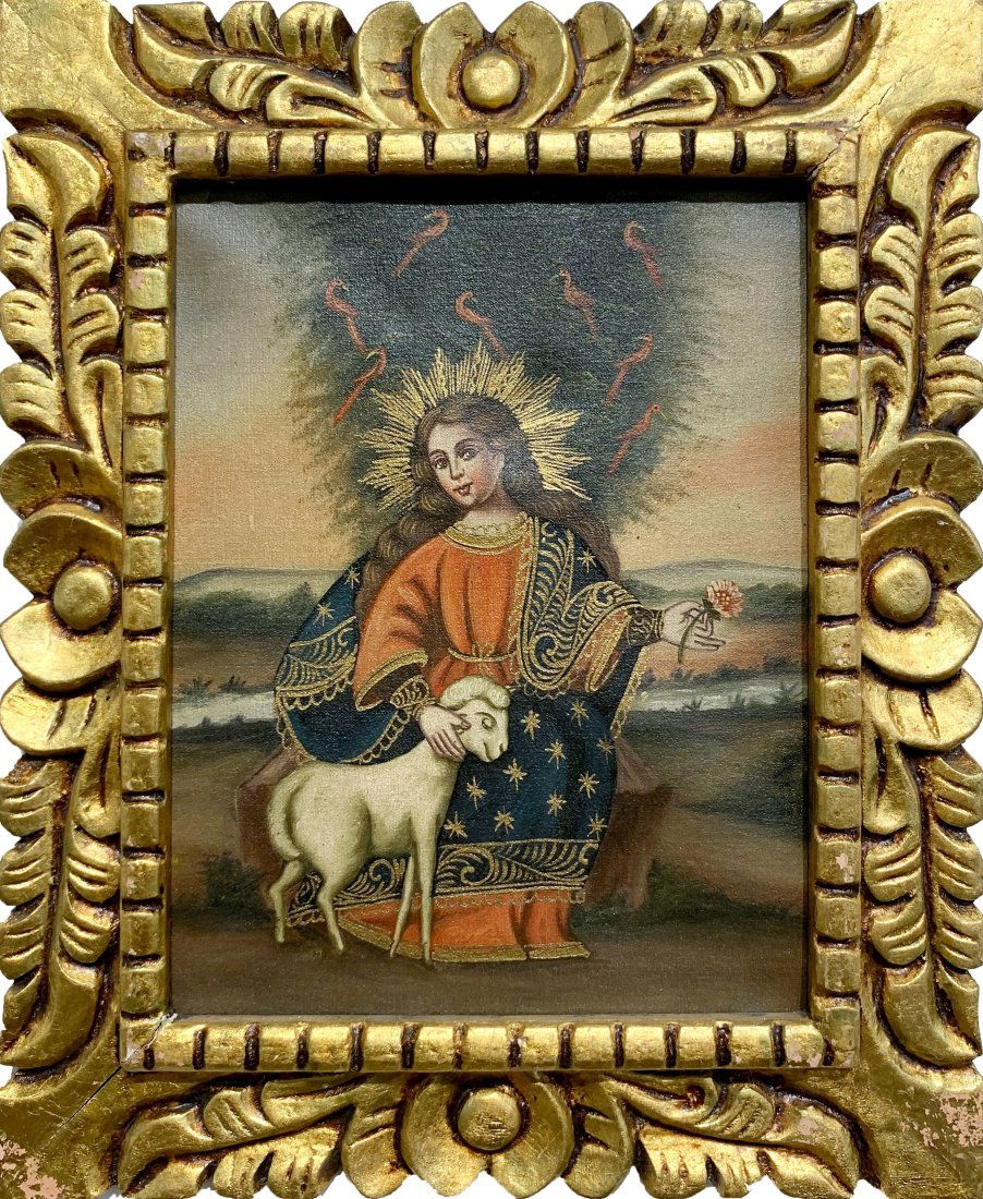 Vintage Original oil on canvas Virgin Mary Russian (1 of 2)