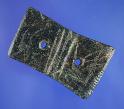 Exceptional 2 3/4" Steatite Gorget w/tallys AACA