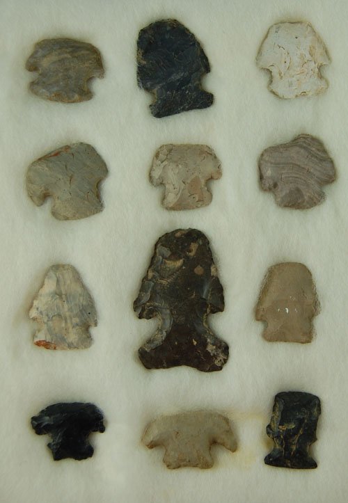 Group of 12 Ohio Hafted Scrapers. Lar Hothem Collec: Group of 12 Ohio Hafted Scrapers. Lar Hothem Collection.
