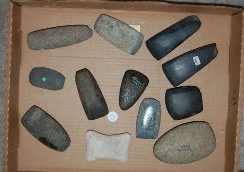 Box Lot of 12 Ohio Stone tools. Lar Hothem Collect: Box Lot of 12 Ohio Stone tools. Lar Hothem Collection.