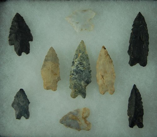Set of 9 Ohio Bifurcated Base points. Lar Hothem C: Set of 9 Ohio Bifurcated Base points. Lar Hothem Collection.