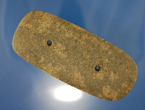 3 15/16" Porphyry gorget found in Kent Co. MI, X.: 3 15/16" Porphyry gorget found in Kent Co. MI, X. Vietzen- Auction #666, Davis COA.