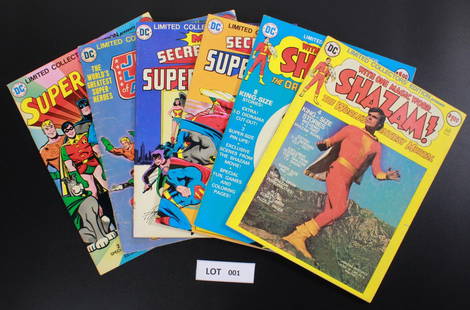 DC Collectors' Edition Lot: 6 DC Collectors' Edition treasury sized books. Super Friends| Justice League of America | More Secret Origin Super-Villains | Secret Origins Super-Villains | Shazam! | Shazam! | Lot is considered to