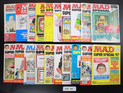 MAD Magazine 20 Book Lot: 20 Books total in this lot. MAD Special/Super Special numbers 4, 5, 6, 8, 9, 10, 12, 13, 14, 15, 17, 18, 19, 22, 25, 27. Winter 1979, Spring 1980, Fall 1980, Winter 1980. Lot is considered to be