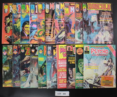 Monster Mags 20 Book Lot: 20 Books total in this lot. Issues include: Monsters of the Movies 1, 2, 3, 4, 5, 6, 7, Super Annual 1, Dracula Lives! 1, 4, Tales of the Zombie (moisture ripples) 2, 3, 5, 6, Monsters Unleashed