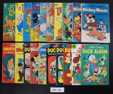 DELL Walt Disney Comics FOUR COLOR Group of 20: This lot contains 20 books total. Includes the following: Four Color #186, 218, 227, 231, 234, 248, 252, 279, 313, 334, 341, 352, 353, 362, 382, 450, 492, 649, 693, 726. Lot is considered to be in