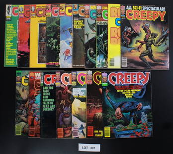 CREEPY Magazine Group of 17: This lot contains 17 magazines total. Includes the following: #12, 25, 31, 33, 36, 37, 38, 57, 103, 104, 107, 108, 114, 122, 123, 126, 127. Lot is considered to be in MID-HIGH grade condition.